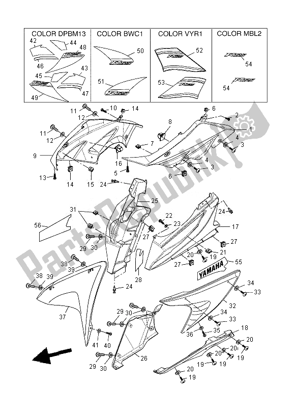 Toutes les pièces pour le Capot 1 du Yamaha YZF R 125 2010