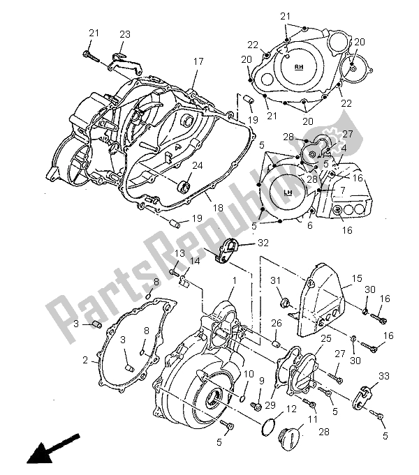 Tutte le parti per il Coperchio Del Carter 1 del Yamaha SZR 660 1995