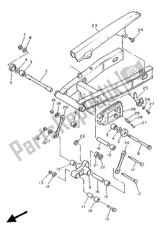 Todas las partes para Brazo Trasero de Yamaha FZ 750 Genesis 1991