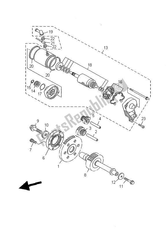 All parts for the Starter of the Yamaha XV 1600A Wildstar 2000