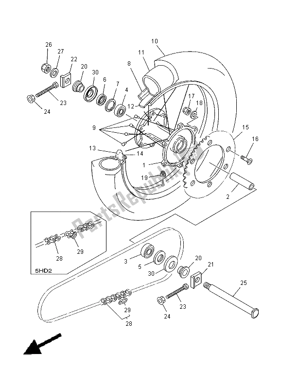 Todas las partes para Rueda Trasera de Yamaha YZ 125 2000