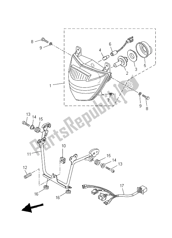 Alle onderdelen voor de Koplamp van de Yamaha XT 660X 2006