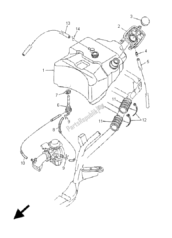 All parts for the Fuel Tank of the Yamaha YP 180E Majesty 2005