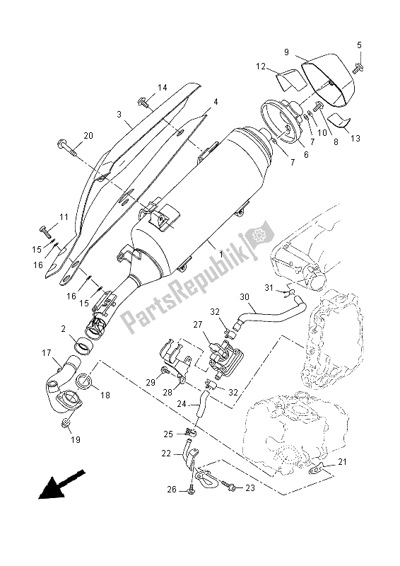 Toutes les pièces pour le échappement du Yamaha YP 400 RA 2015