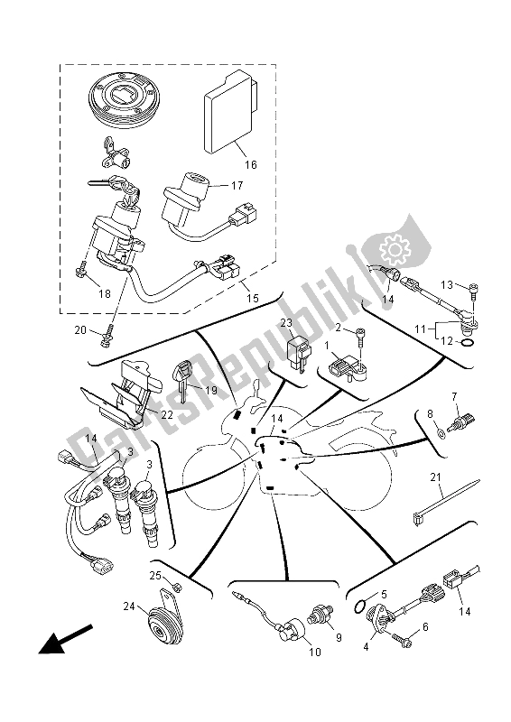 All parts for the Electrical 2 of the Yamaha MT-07 700 2015