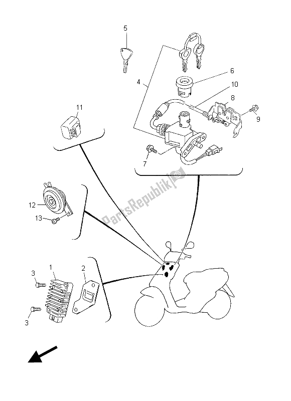 Wszystkie części do Elektryczny 1 Yamaha YN 50F 2015