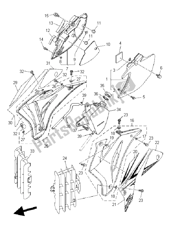 Todas las partes para Cubierta Lateral de Yamaha WR 250F 2011