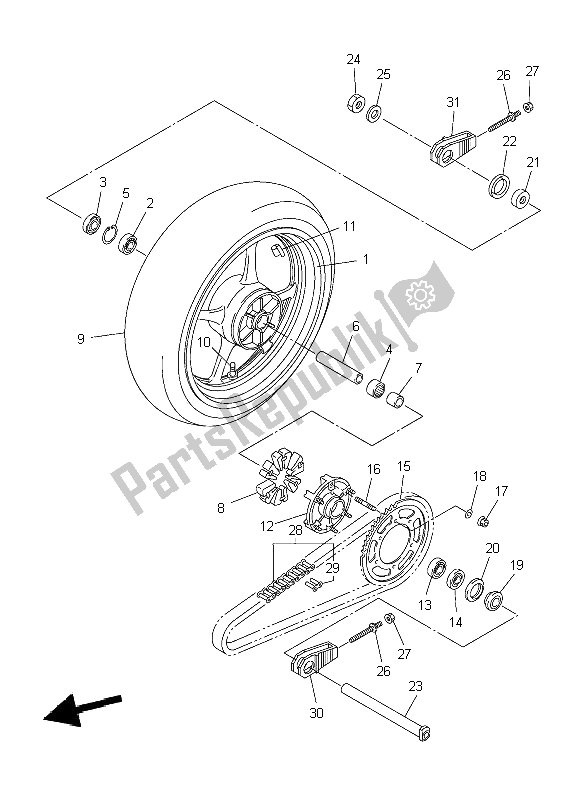 Tutte le parti per il Ruota Posteriore del Yamaha YZF R6 600 2009