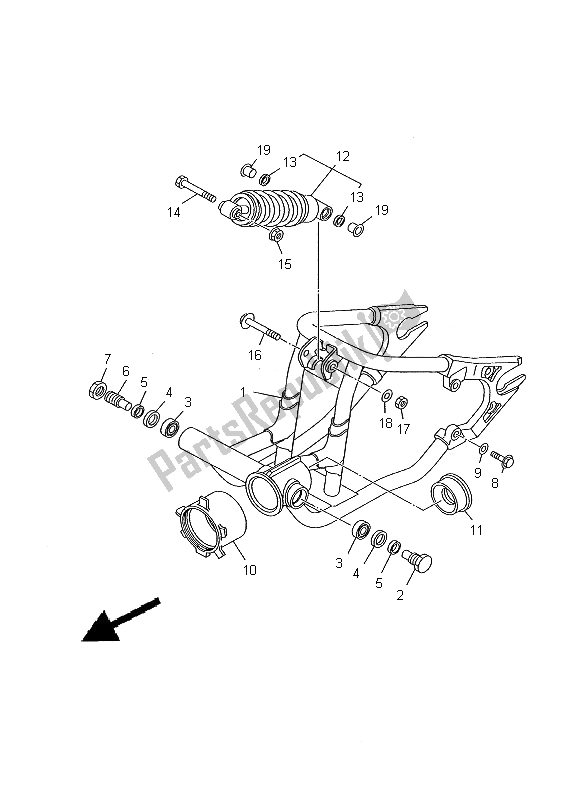 Todas las partes para Brazo Trasero Y Suspensión de Yamaha XVS 650A Dragstar Classic 2000