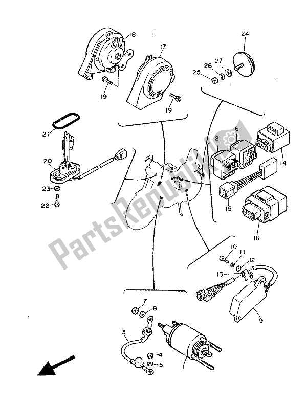 Tutte le parti per il Elettrico 2 del Yamaha XV 1000 Virago 1986