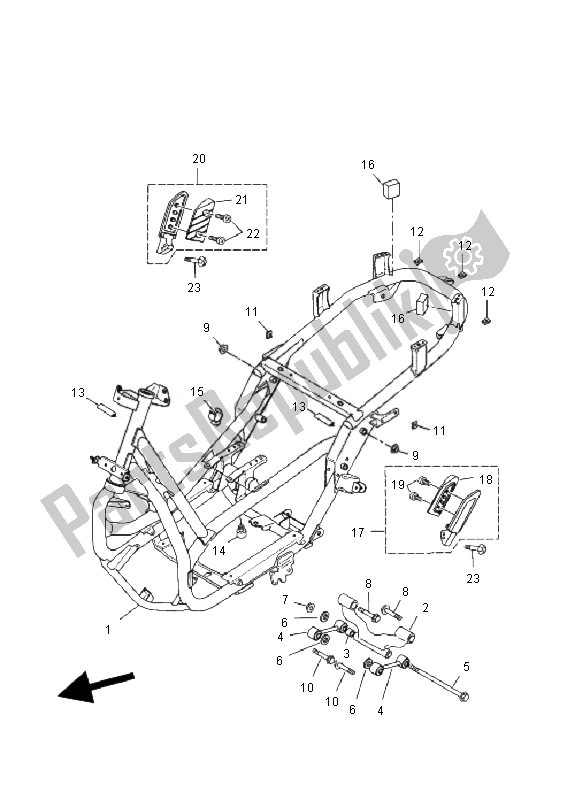 Alle onderdelen voor de Kader van de Yamaha VP 125 X City 2010