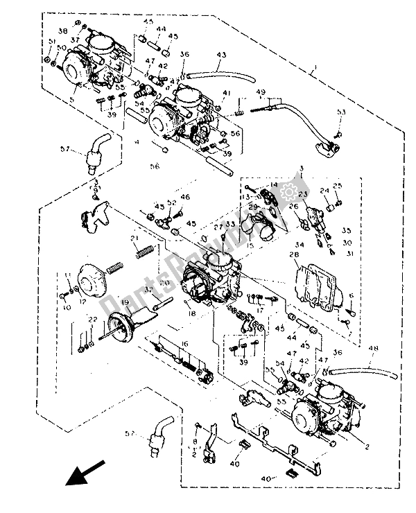 Toutes les pièces pour le Carburateur du Yamaha FZR 1000 1993