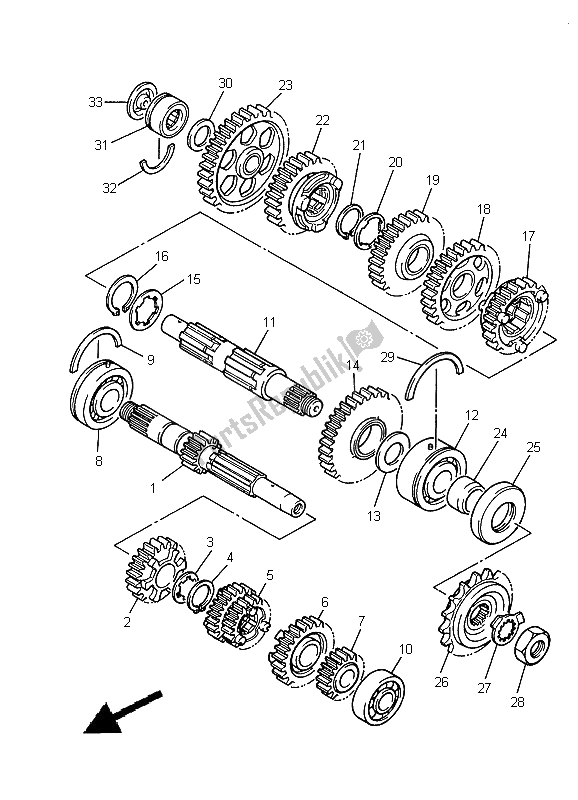 All parts for the Transmission of the Yamaha FZS 600 2000