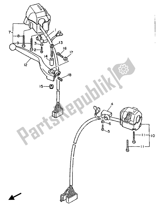 Toutes les pièces pour le Interrupteur Et Levier De Poignée du Yamaha FJ 1200 1988