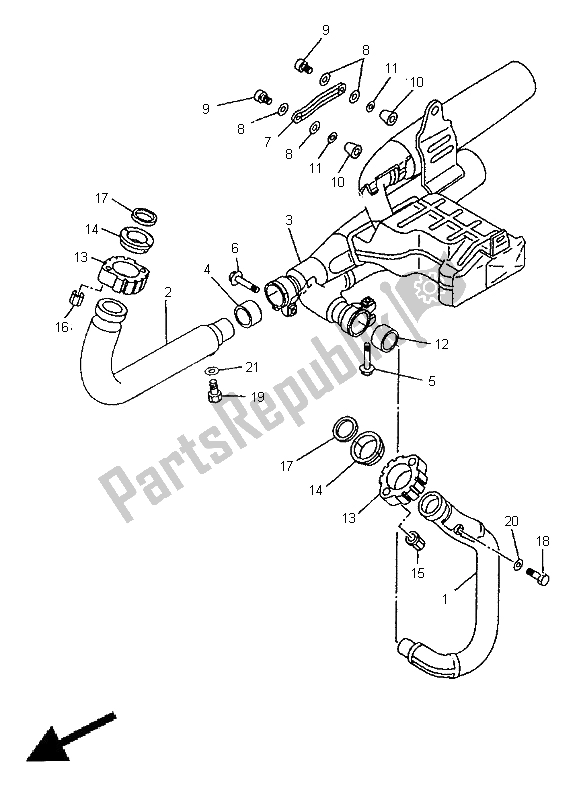 Toutes les pièces pour le échappement du Yamaha XV 1100 Virago 1997