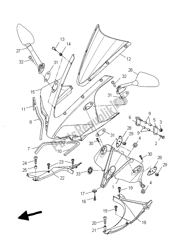 Tutte le parti per il Cowling 2 del Yamaha YZF R 125 2009