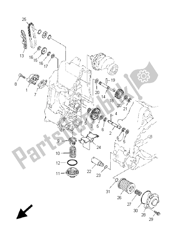 All parts for the Oil Pump of the Yamaha YP 400A Majesty 2008