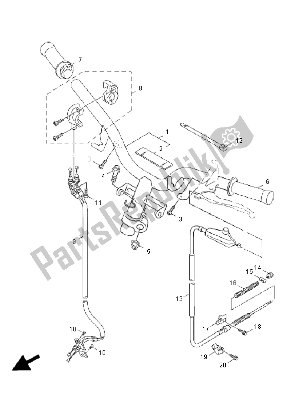 All parts for the Steering Handle & Cable of the Yamaha XC 125 Cygnus X 2008