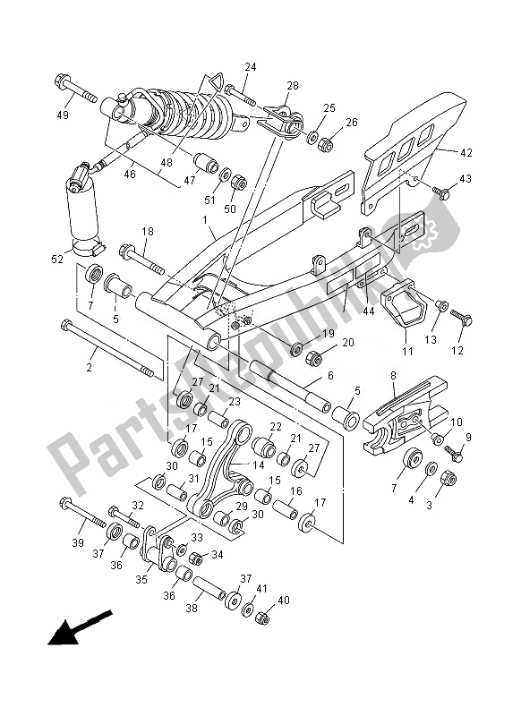 All parts for the Rear Arm & Suspension of the Yamaha TT R 125 LWE 2013