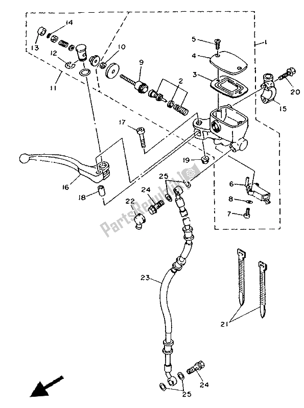 All parts for the Front Master Cylinder of the Yamaha XJ 600S Diversion 1992