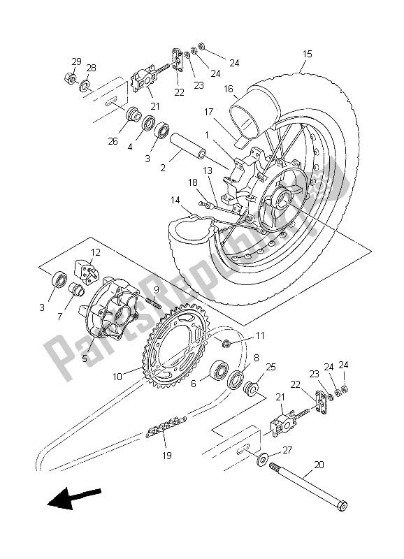 Tutte le parti per il Ruota Posteriore del Yamaha XT 660R 2004