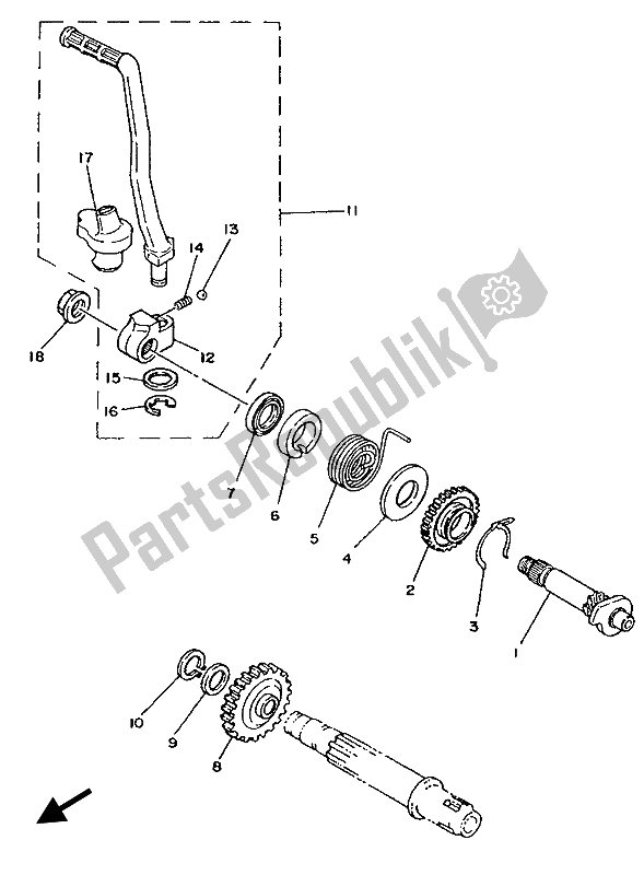 All parts for the Starter of the Yamaha YZ 80 1987