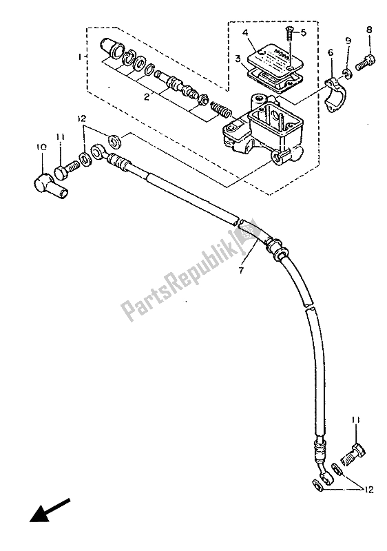 All parts for the Front Master Cylinder of the Yamaha XT 600Z Tenere 1989