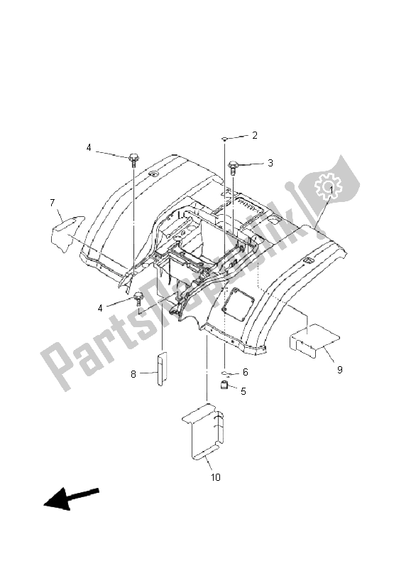 All parts for the Rear Fender of the Yamaha YFM 400F Kodiak 2X4 2003