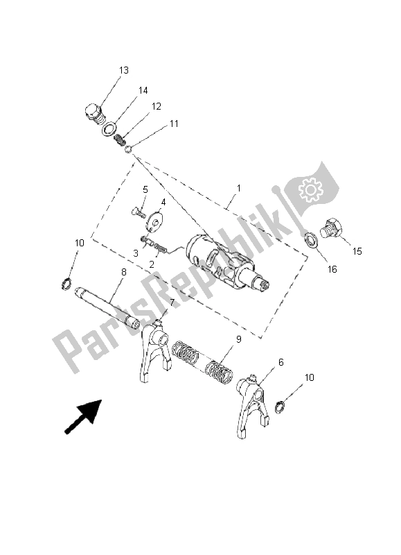 All parts for the Shift Cam & Fork of the Yamaha YXR 700F Rhino Black 2011