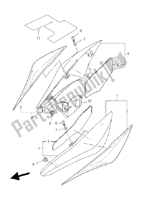 Alle onderdelen voor de Zijdeksel van de Yamaha FZ6 SHG Fazer 600 2007