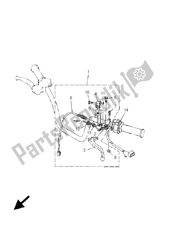 All parts for the Handle Switch & Lever of the Yamaha YFM 80R 2008