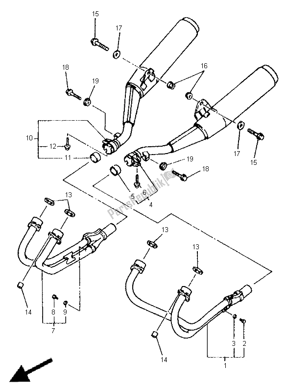 Toutes les pièces pour le échappement du Yamaha XJ 600N 1998