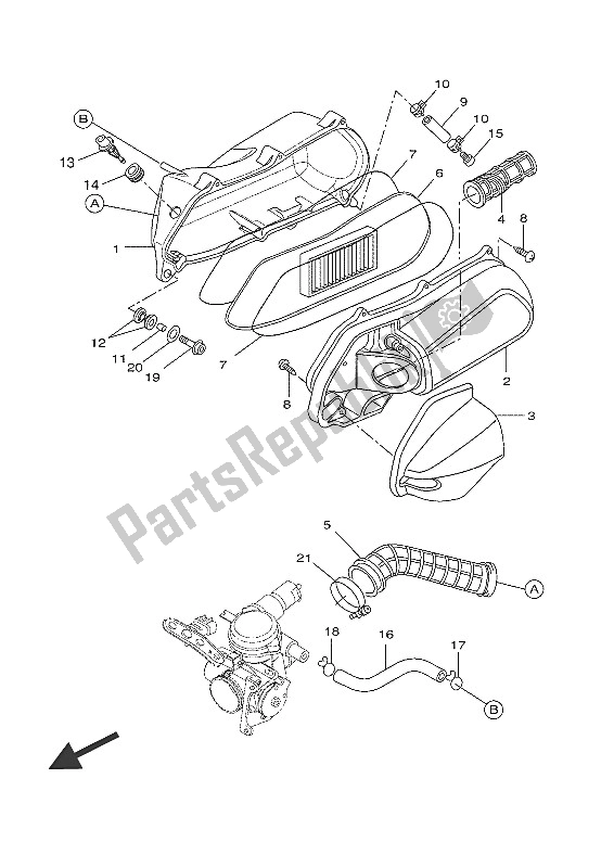 Tutte le parti per il Immissione 2 del Yamaha YP 250R 2016