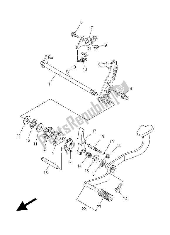 All parts for the Shift Shaft of the Yamaha T 135 FI Crypton X 2014