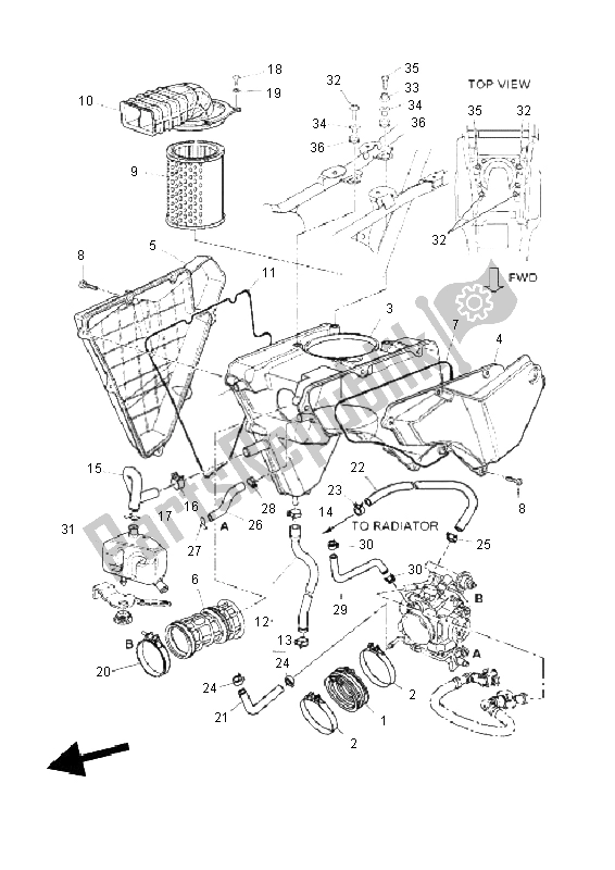 All parts for the Intake of the Yamaha XT 660Z Tenere 2011