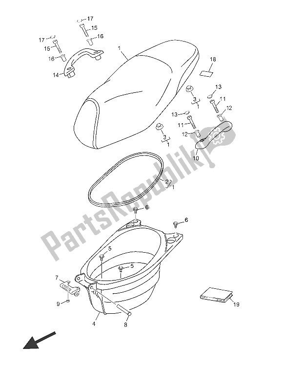 All parts for the Seat of the Yamaha YN 50 2016