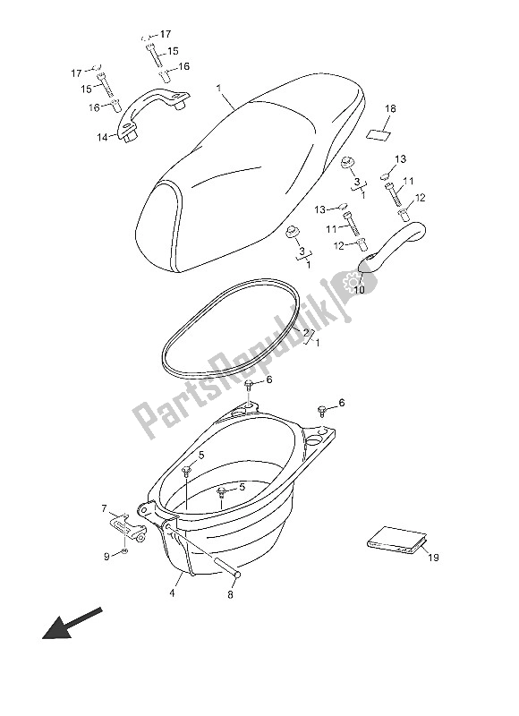 All parts for the Seat of the Yamaha YN 50 2016