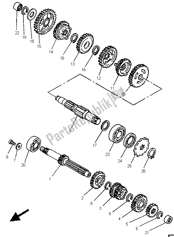 Todas as partes de Transmissão do Yamaha YZ 80 LW 1996