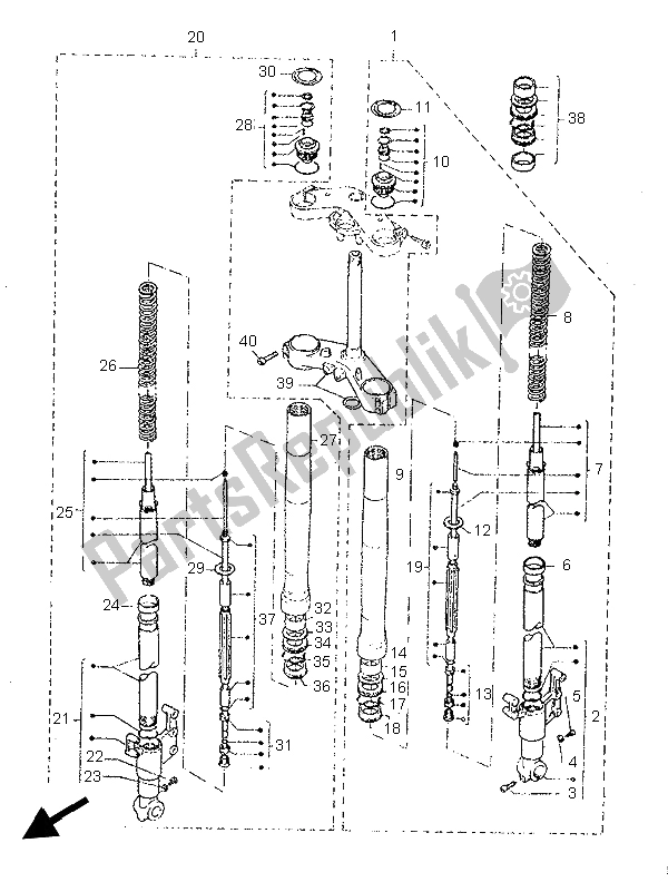 Todas las partes para Tenedor Frontal de Yamaha SZR 660 1997