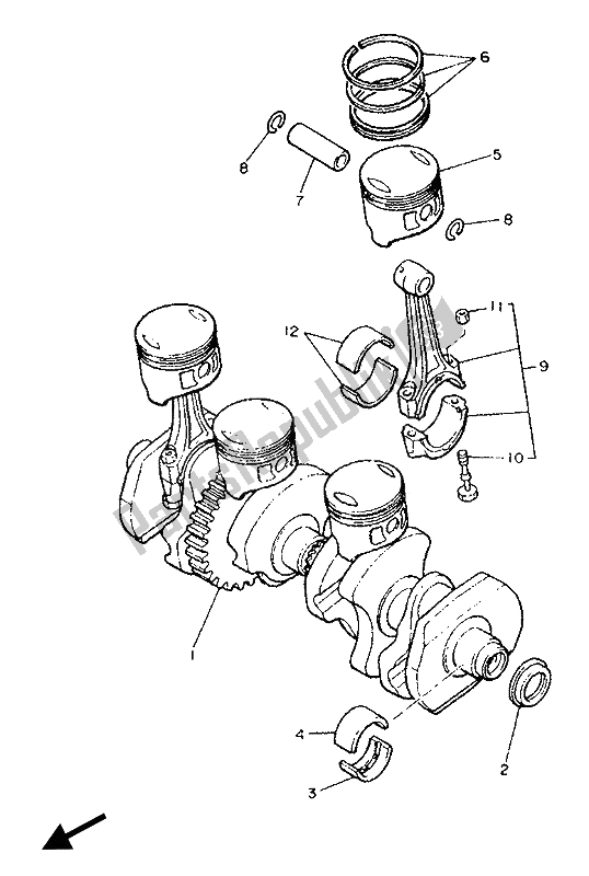 Toutes les pièces pour le Vilebrequin Et Piston du Yamaha XJ 900 1990