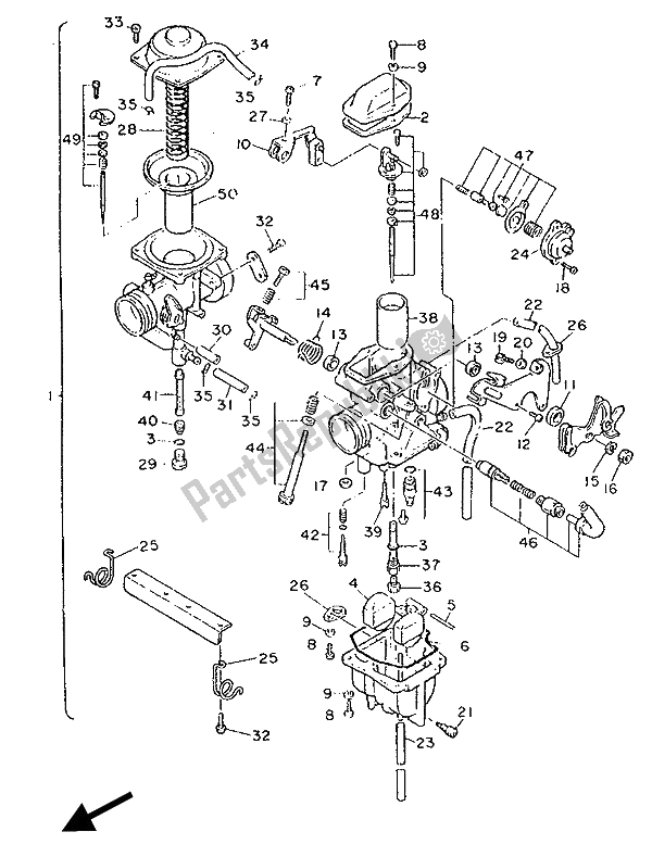 Todas las partes para Carburador de Yamaha XT 600Z Tenere 1990