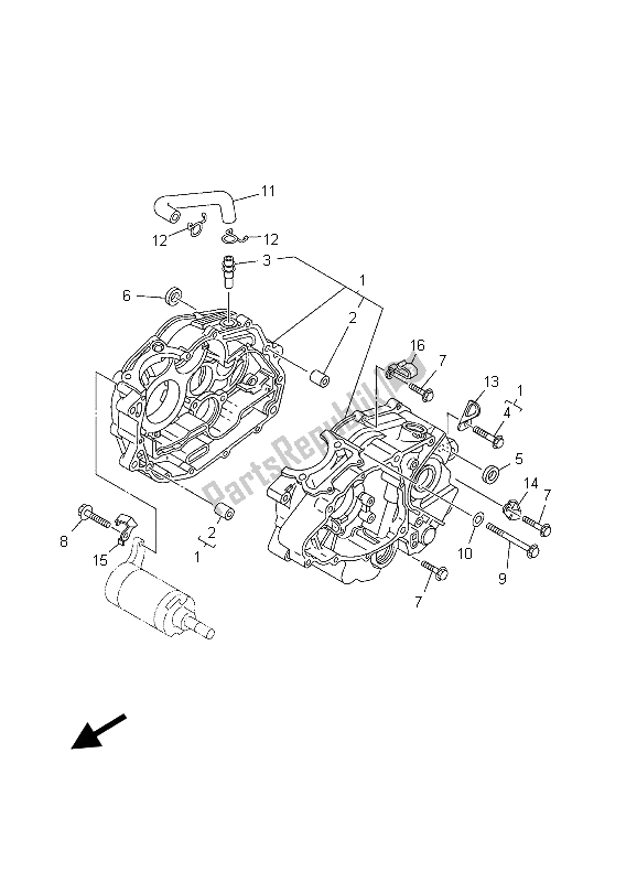 All parts for the Crankcase of the Yamaha TW 125 2003