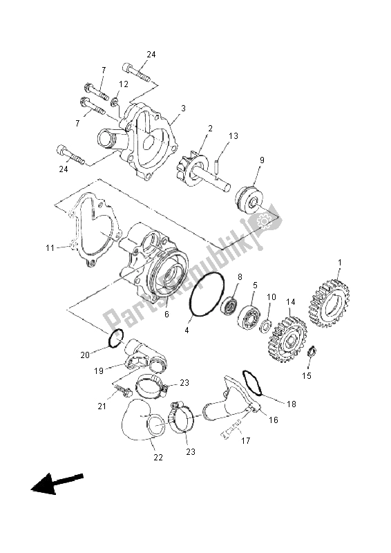 All parts for the Water Pump of the Yamaha XT 660Z Tenere 2011