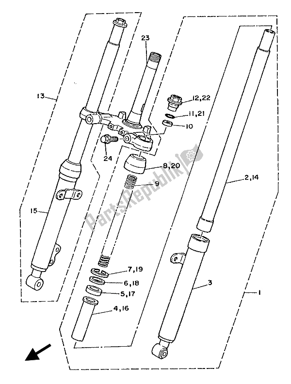 Tutte le parti per il Forcella Anteriore del Yamaha YSR 80 1988