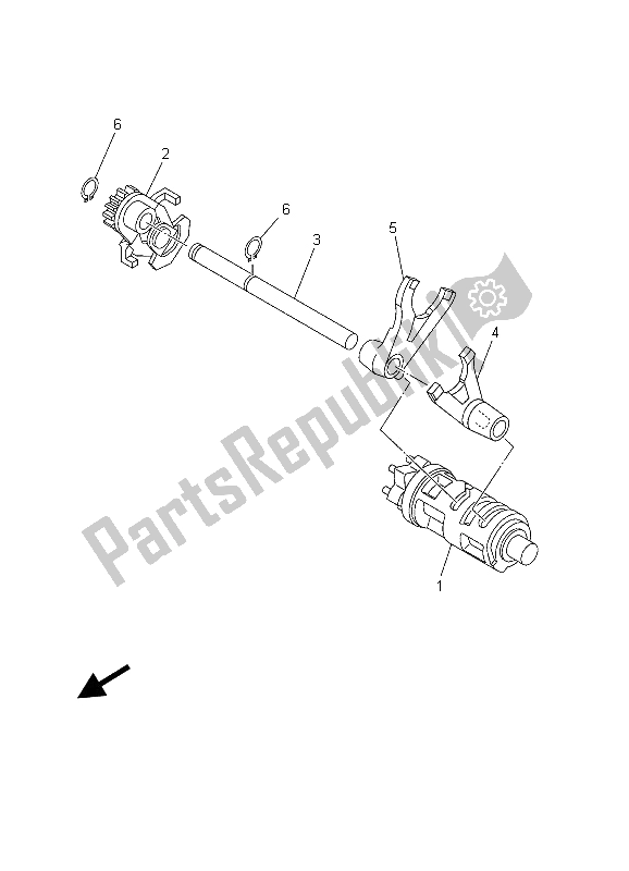 All parts for the Shift Cam Fork of the Yamaha TT R 90E 2003