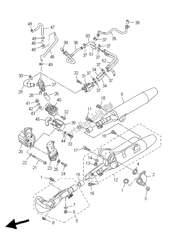 All parts for the Exhaust of the Yamaha XVS 650A Dragstar Classic 2004