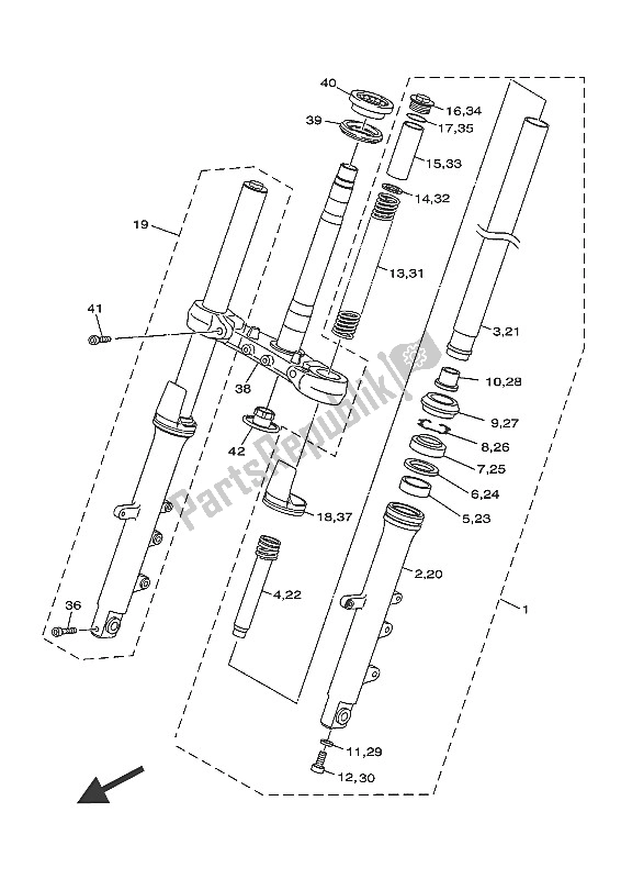 All parts for the Front Fork of the Yamaha XJ6 FA 600 2016