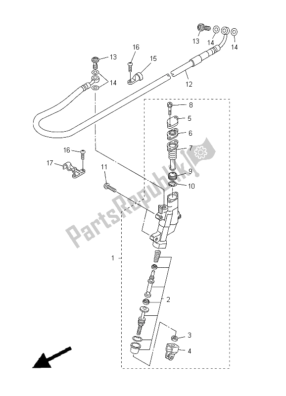 Toutes les pièces pour le Maître-cylindre Arrière du Yamaha YZ 250F 2012