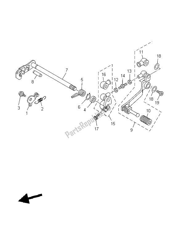 All parts for the Shift Shaft of the Yamaha TT R 125E SW LW 2009