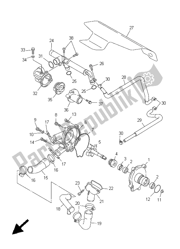 All parts for the Water Pump of the Yamaha FJR 1300A 2005